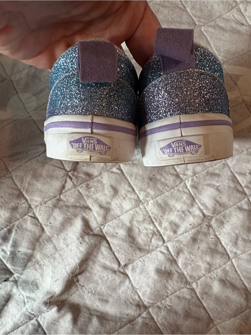 Vans Kids Glitter Slip-On Sneakers in Teal & Lavender - Picture 4 of 5